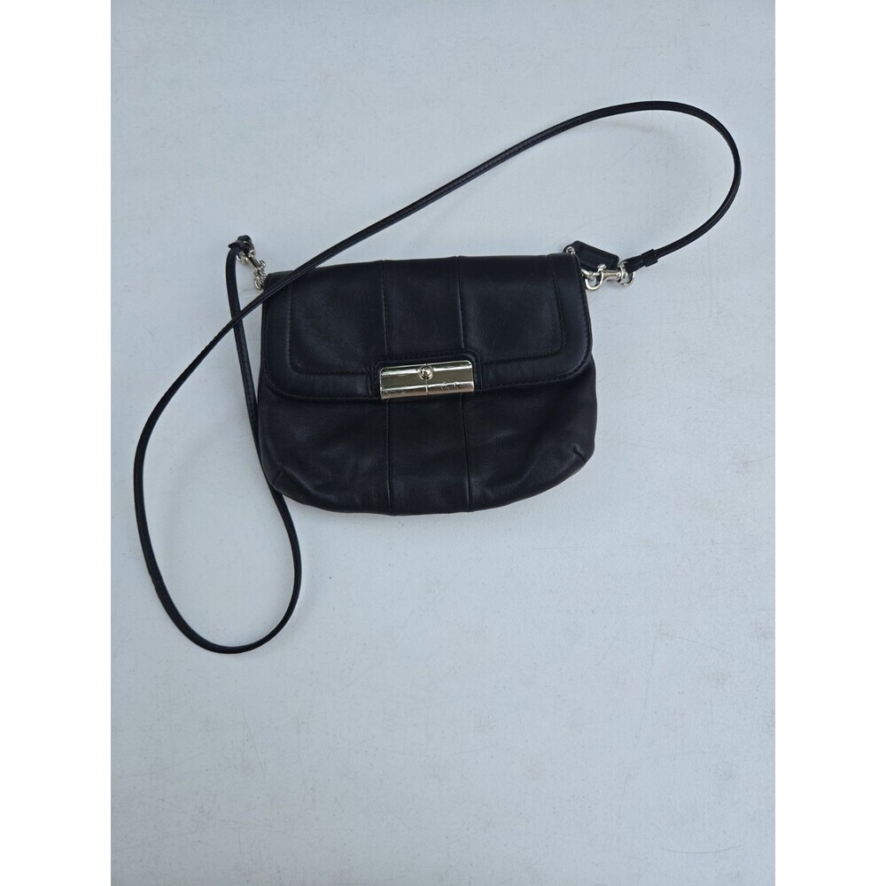 Coach Kristin Black Leather Crossbody Wallet Bag Purse Vintage